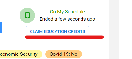 Claim Education Credits button