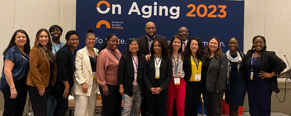 Image displays a group photo of Cohort 2 of ASA RISE at On Aging 2023.