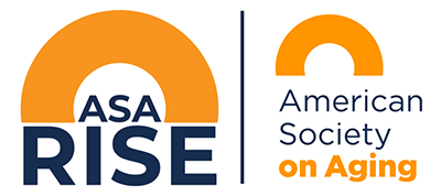 Logos of ASA RISE and American Society on Aging (ASA)