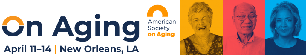 On Aging Conference Logo for 2022 with photos of three older individuals