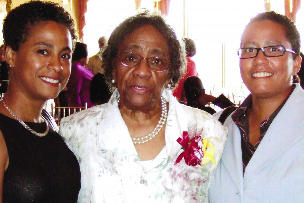 Dorothy McCollom Dickerson with her daughters Shawn (at left) and Patrice, taken in 2006 at the Harlem Hospital School of Nursing Class of 1956 50th reunion banquet. 